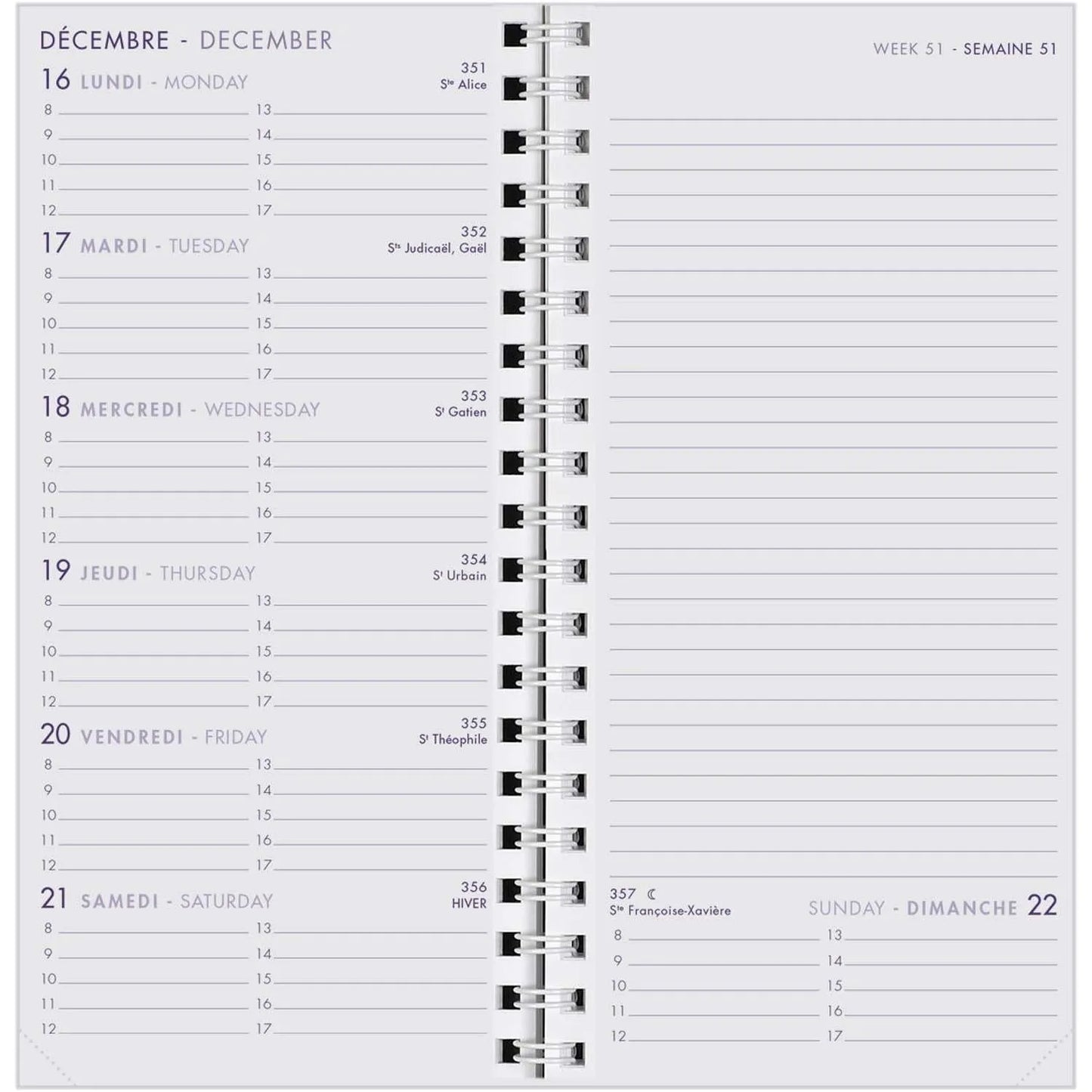 AGM Agenda Moderne Recharge 7+Notes Spirale - Semainier - Tranche Blanche-Recharge Agenda-Agenda Moderne-Papeterie du Dôme