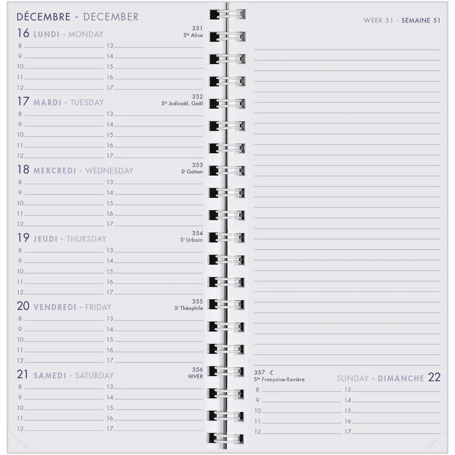 AGM Agenda Moderne Recharge 7+Notes Spirale - Semainier - Tranche Blanche-Recharge Agenda-Agenda Moderne-Papeterie du Dôme