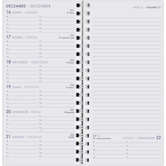 AGM Agenda Moderne Recharge 7+Notes Spirale - Semainier - Tranche Blanche-Recharge Agenda-Agenda Moderne-Papeterie du Dôme