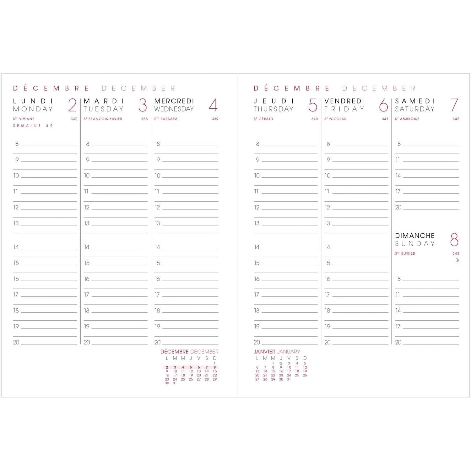 AGM Agenda Moderne Recharge A5 Semainier Brochée - Tranche Or-Recharge Agenda-Agenda Moderne-Papeterie du Dôme