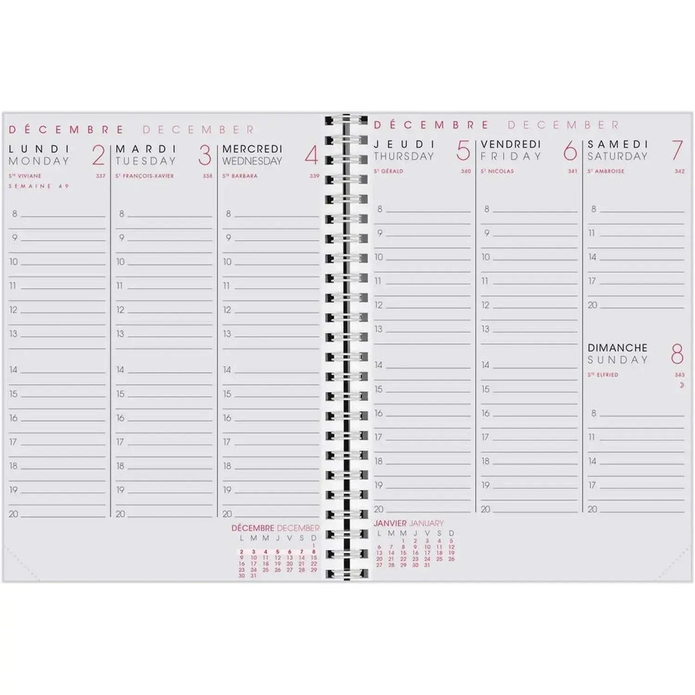 AGM Agenda Moderne Recharge A5 Semainier Spiralée INTABSEM-Recharge Agenda-Agenda Moderne-Papeterie du Dôme