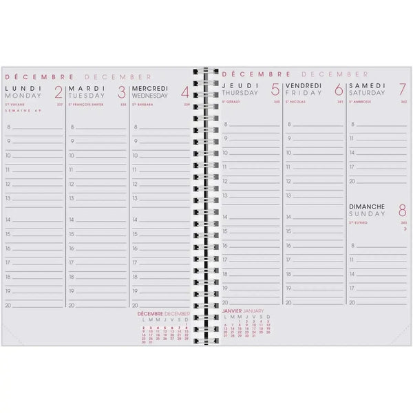 AGM Agenda Moderne Recharge A5 Semainier Spiralée INTABSEM-Recharge Agenda-Agenda Moderne-Papeterie du Dôme