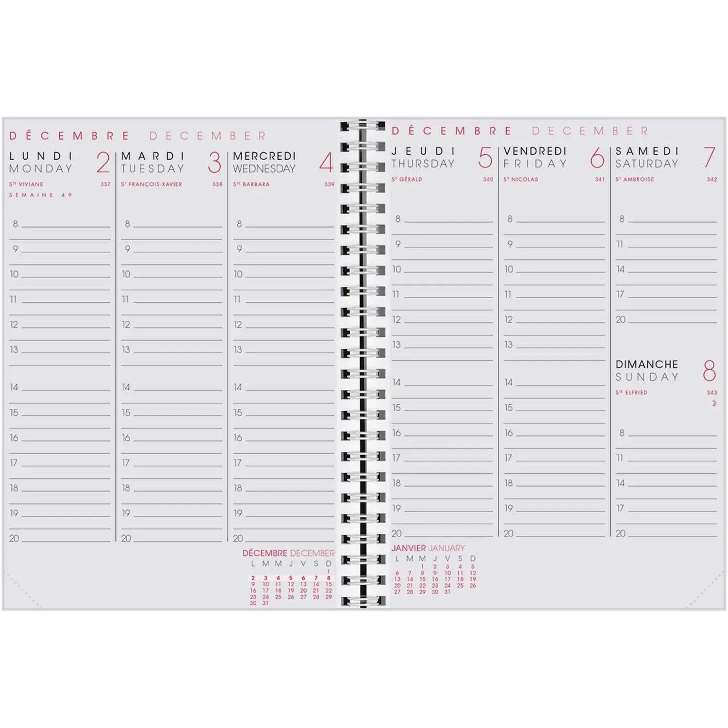 AGM Agenda Moderne Recharge A5 Semainier Spiralée INTABSEM-Recharge Agenda-Agenda Moderne-Papeterie du Dôme