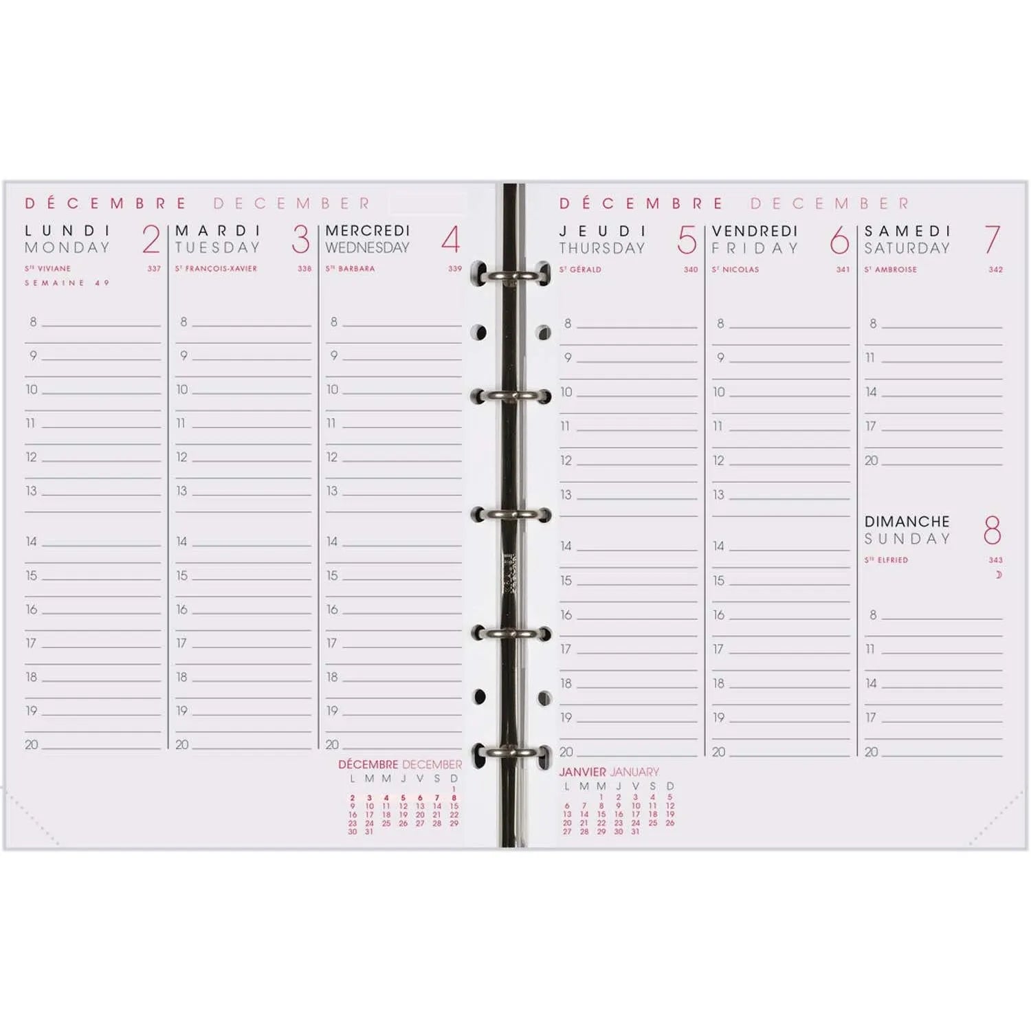 AGM Agenda Moderne Recharge ABA Semaine/2Pages - Semainier - Tranche Or-Recharge Agenda-Agenda Moderne-Papeterie du Dôme