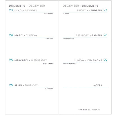AGM Agenda Moderne Recharge Brochée Minisem - Annuelle - Tranche Or-Recharge Agenda-Agenda Moderne-Papeterie du Dôme