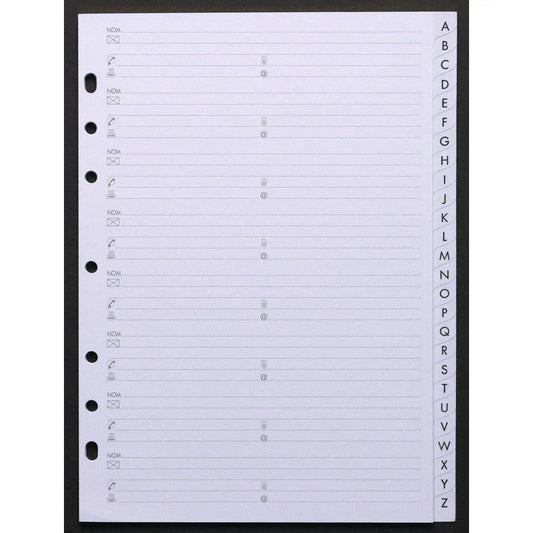 AGM Agenda Moderne Recharge Encoches A-Z ABA x26-Recharge-Agenda Moderne-Papeterie du Dôme