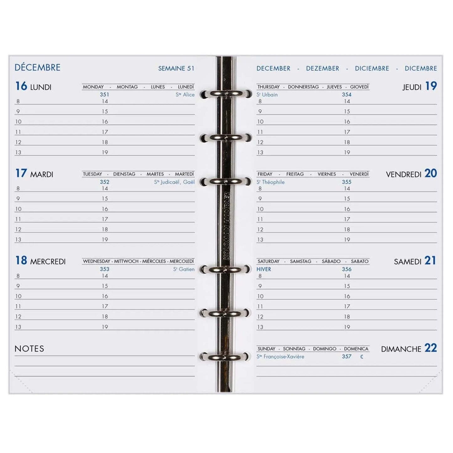 AGM Agenda Moderne Recharge Hebdoplan Perforée - Semainier - Tranche Or-Recharge Agenda-Agenda Moderne-Papeterie du Dôme