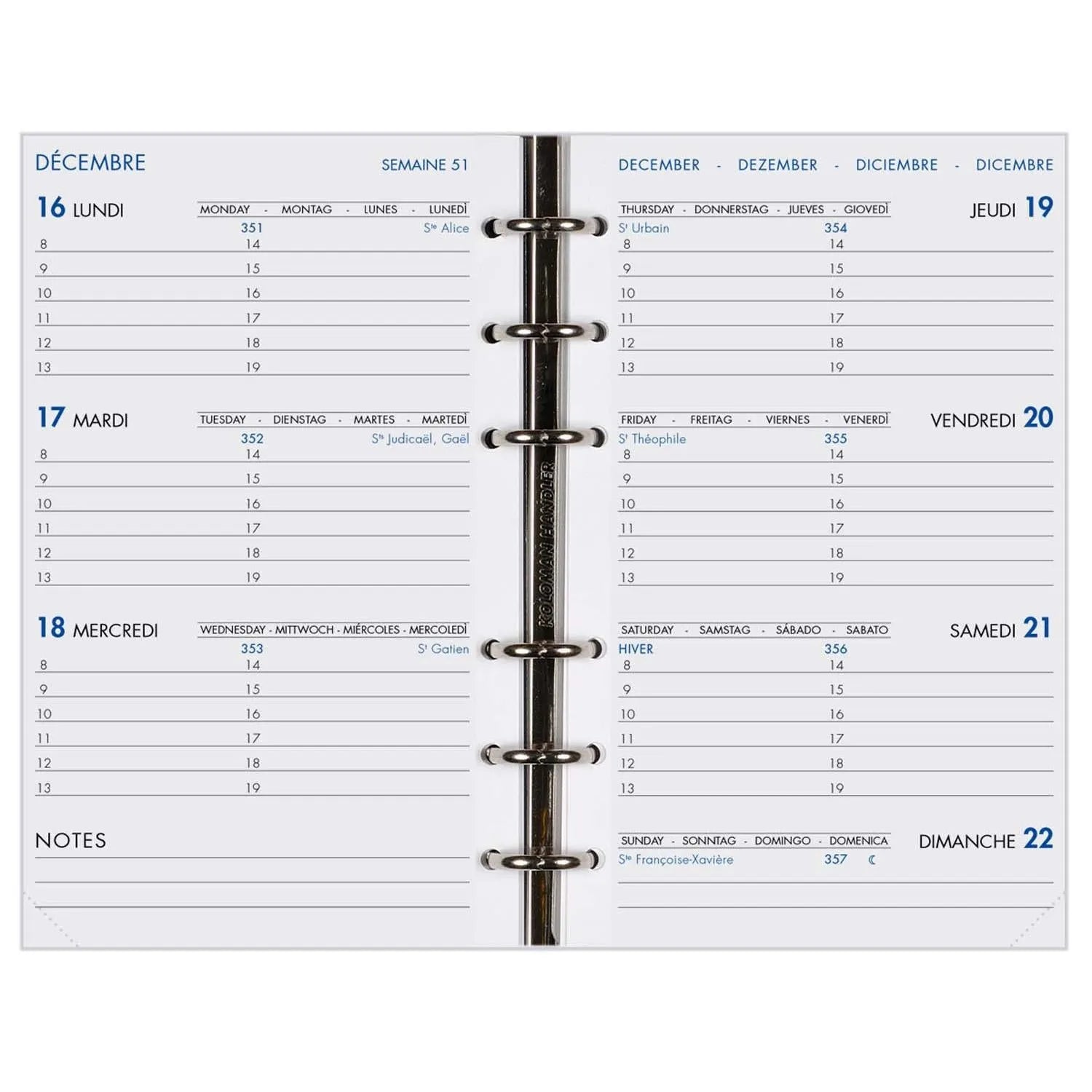 AGM Agenda Moderne Recharge Hebdoplan Perforée - Semainier - Tranche Or-Recharge Agenda-Agenda Moderne-Papeterie du Dôme