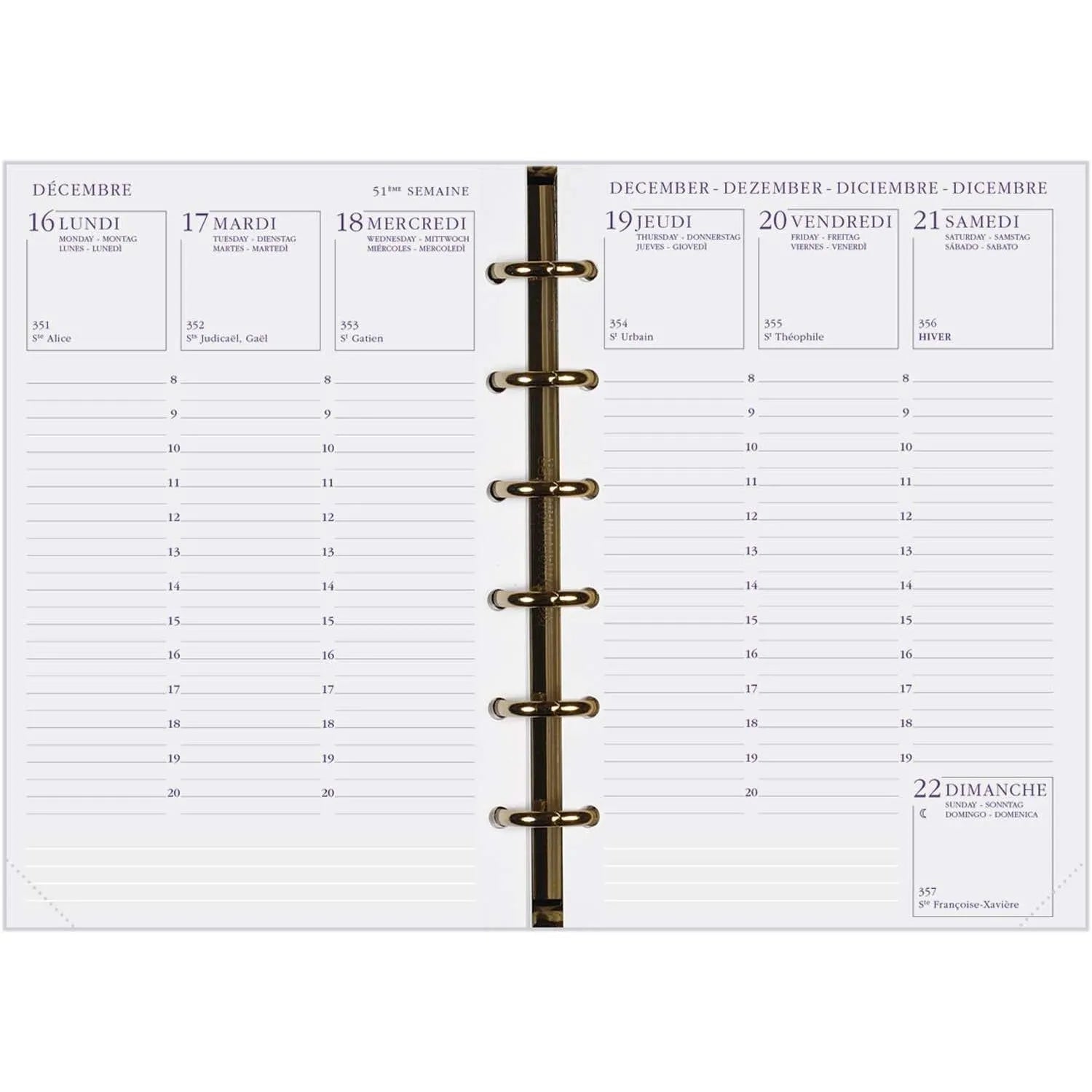 AGM Agenda Moderne Recharge Perforée Europe - Semainier - Tranche Or-Recharge Agenda-Agenda Moderne-Papeterie du Dôme