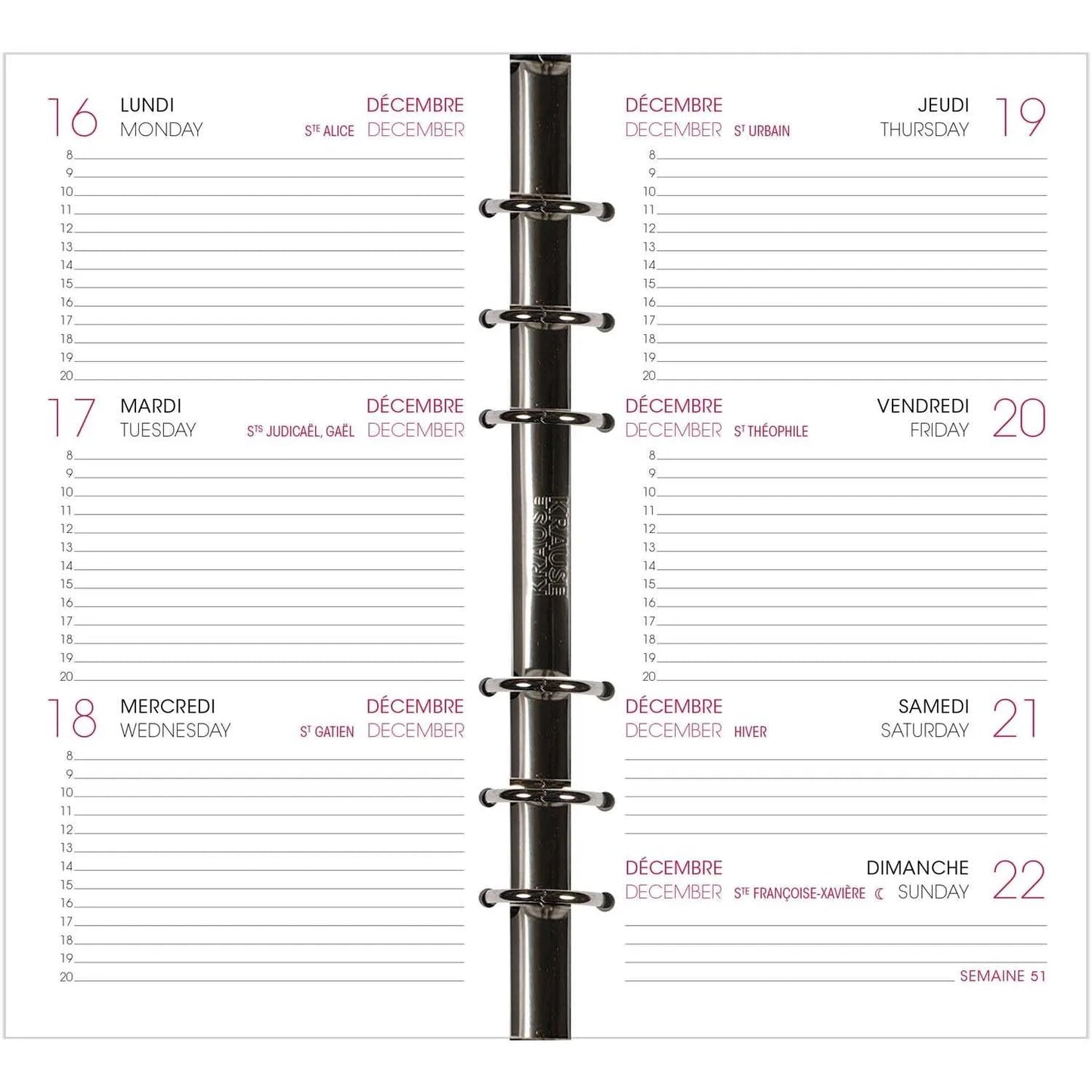 AGM Agenda Moderne Recharge Perforée Internationale - Semainier - Tranche Or-Recharge Agenda-Agenda Moderne-Papeterie du Dôme