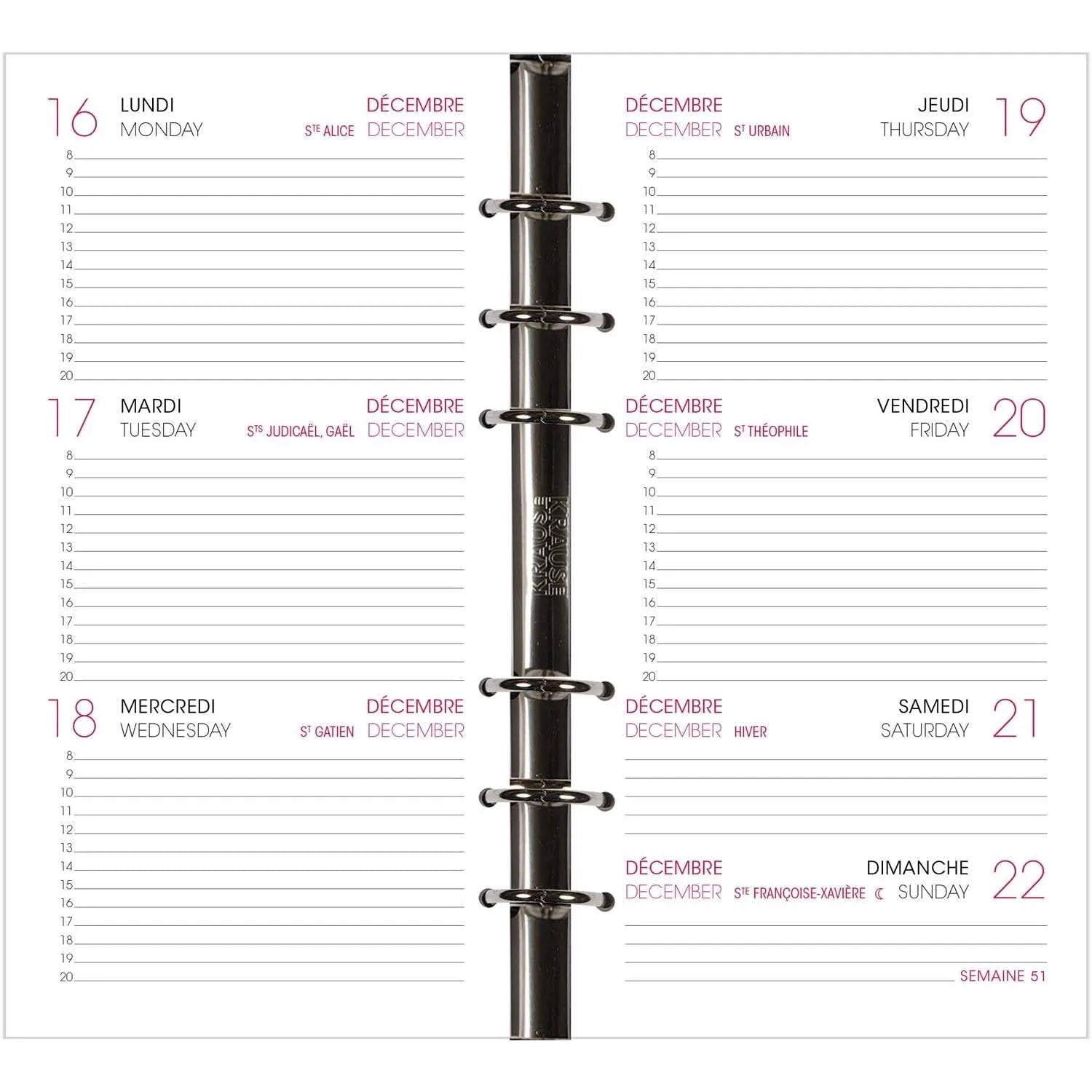 AGM Agenda Moderne Recharge Perforée Internationale - Semainier - Tranche Or-Recharge Agenda-Agenda Moderne-Papeterie du Dôme