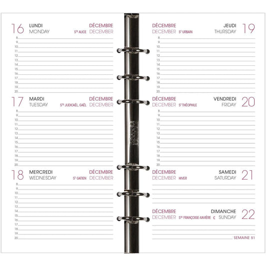 AGM Agenda Moderne Recharge Perforée Internationale - Semainier - Tranche Or-Recharge Agenda-Agenda Moderne-Papeterie du Dôme