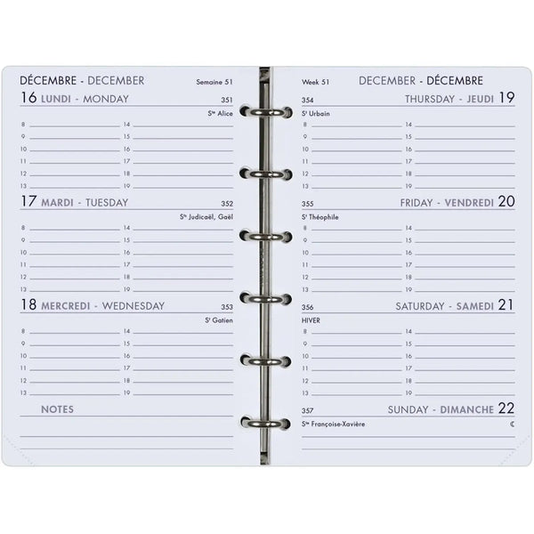 AGM Agenda Moderne Recharge Semainier Perforée - Format 13 cm - Tranche Or-Recharge Agenda-Agenda Moderne-Papeterie du Dôme