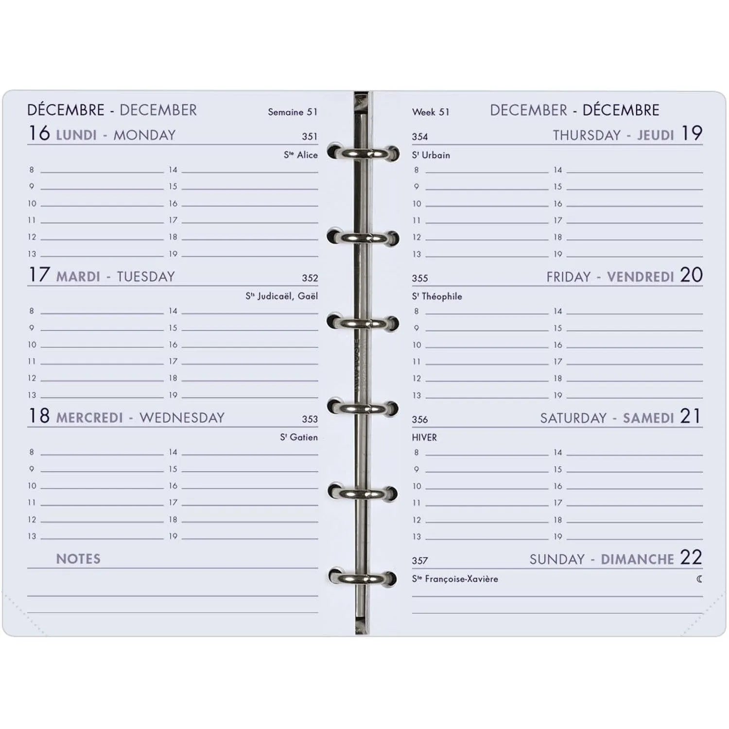 AGM Agenda Moderne Recharge Semainier Perforée - Format 13 cm - Tranche Or-Recharge Agenda-Agenda Moderne-Papeterie du Dôme