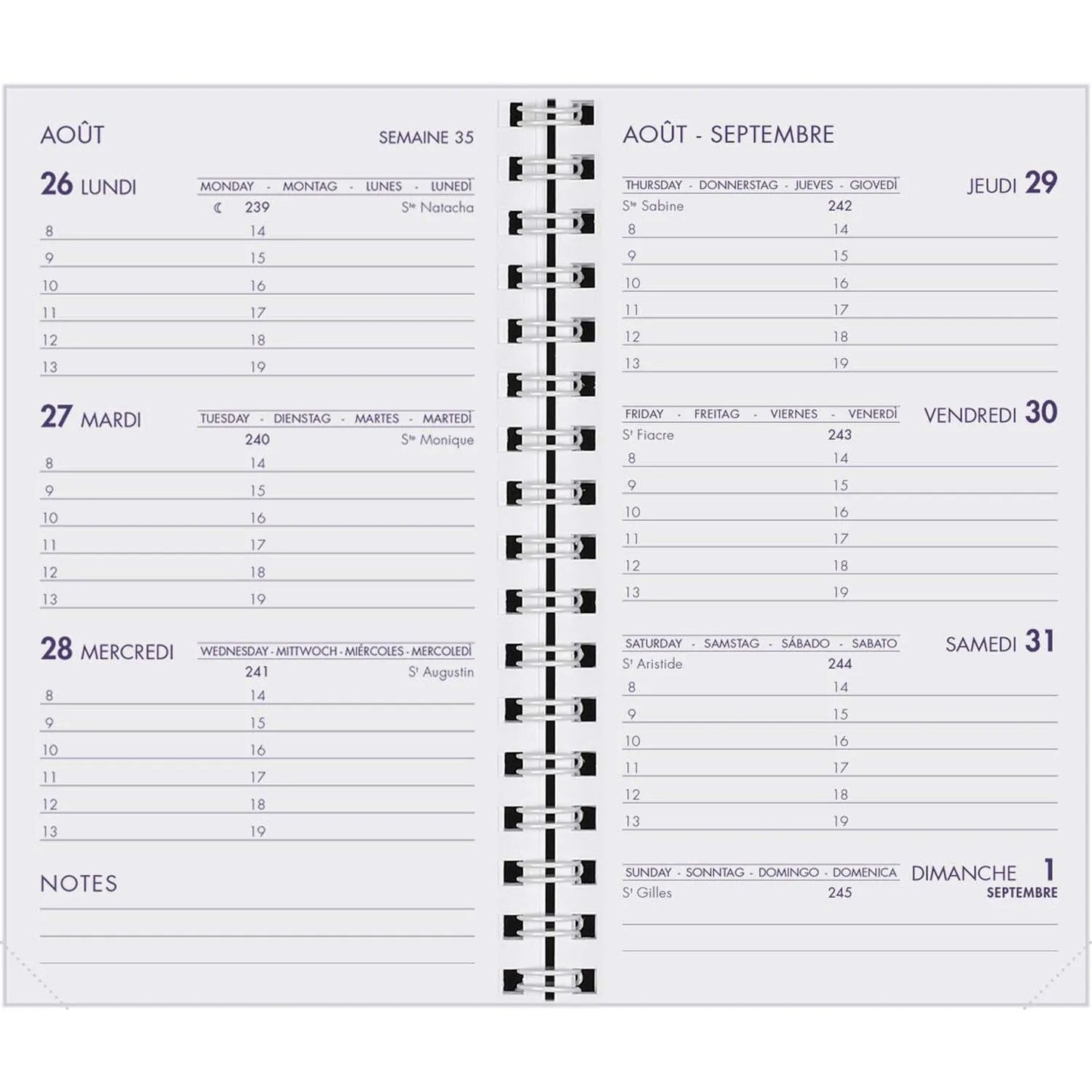 AGM Agenda Moderne Recharge Spiralée Hebdoplan - Semainier - Tranche Blanche-Recharge Agenda-Agenda Moderne-Papeterie du Dôme