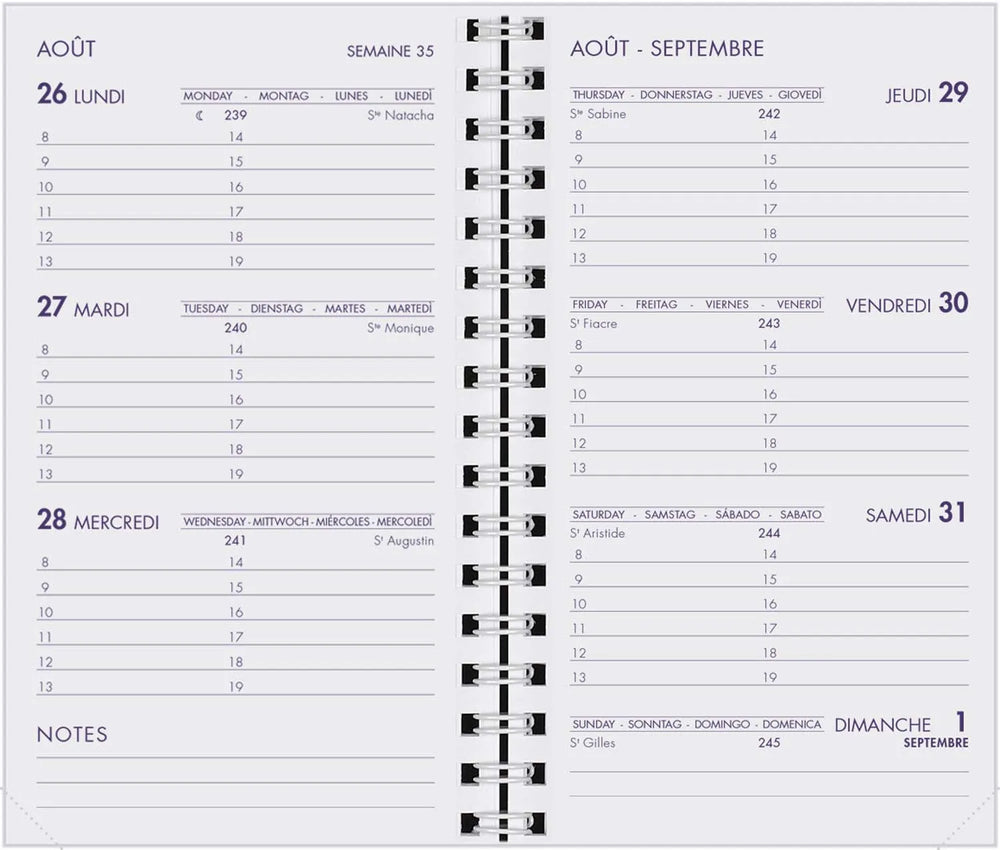 AGM Agenda Moderne Recharge Spiralée Hebdoplan - Semainier - Tranche Blanche-Recharge Agenda-Agenda Moderne-Papeterie du Dôme