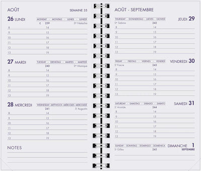 AGM Agenda Moderne Recharge Spiralée Hebdoplan - Semainier - Tranche Blanche-Recharge Agenda-Agenda Moderne-Papeterie du Dôme