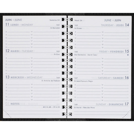 AM Agenda 12,5x8 Polypro Transparent Spirale Semainier-Agenda-Agenda Moderne-2024-Couleur Aléatoire-Papeterie du Dôme