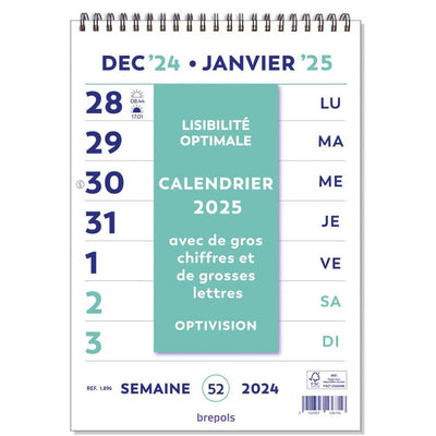 BPL Calendrier OptiVision Grand Bloc-Calendrier-Brepols-Papeterie du Dôme