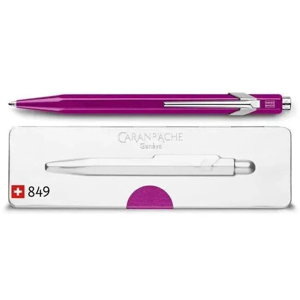 CA 849 Pop Line Metal-X Stylo Bille avec Étui-Stylo Bille-Caran d'Ache-Violet-Papeterie du Dôme