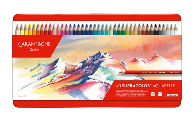 CA Boîte de 40 Couleurs Supracolor Aquarelle-Boîte à Crayons-Caran d'Ache-Papeterie du Dôme