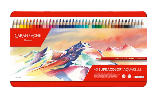 CA Boîte de 40 Couleurs Supracolor Aquarelle-Boîte à Crayons-Caran d'Ache-Papeterie du Dôme