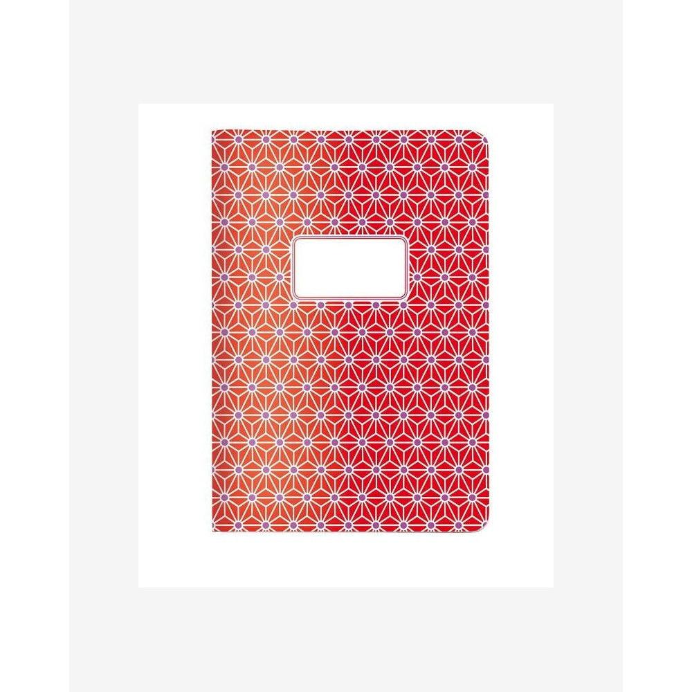 CED Carnet A5 Souple Quadrillés 64p-Carnet-Cedon-Asanoha red-Papeterie du Dôme