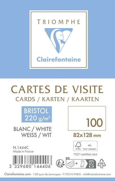 CLT 100 Cartes Bristol 82x128mm 220g-Papeterie-Clairefontaine-Papeterie du Dôme