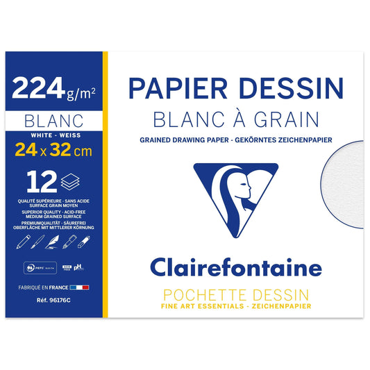 CLT Papier Dessin Blanc à Grain-Papier-Clairefontaine-224g-Papeterie du Dôme