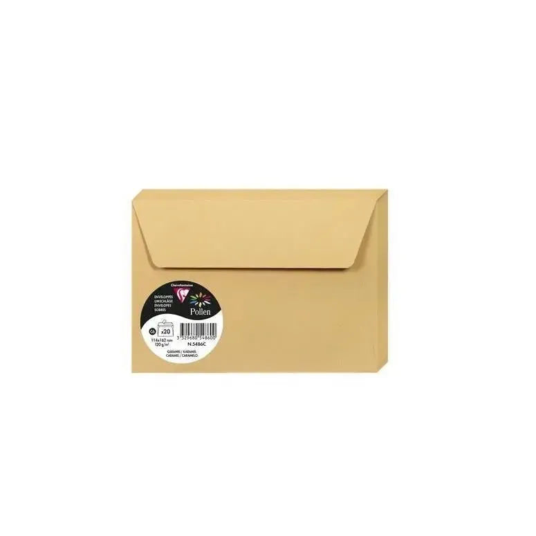 CLT Pollen Enveloppes C6 x20-Enveloppes-Clairefontaine-Caramel-Papeterie du Dôme