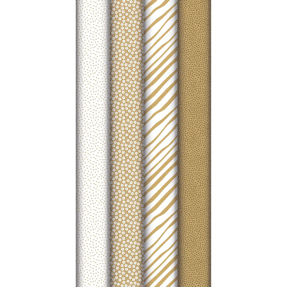 CLT Rouleau Papier Cadeau Kraft Blanc & Or-Papier Cadeau-Clairefontaine-Papeterie du Dôme