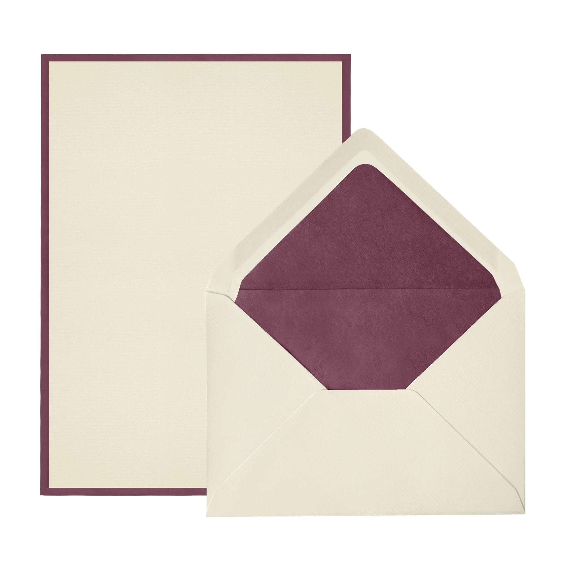 CRW 8 Cartes 8 Enveloppes Bords de Couleur A5-Set écriture-Crown Mill-Bordeaux-Crème-Papeterie du Dôme