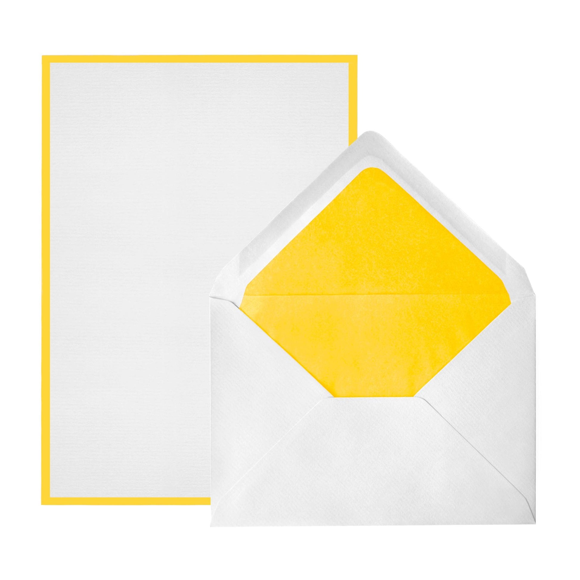 CRW 8 Cartes 8 Enveloppes Bords de Couleur A5-Set écriture-Crown Mill-Jaune-Blanc-Papeterie du Dôme