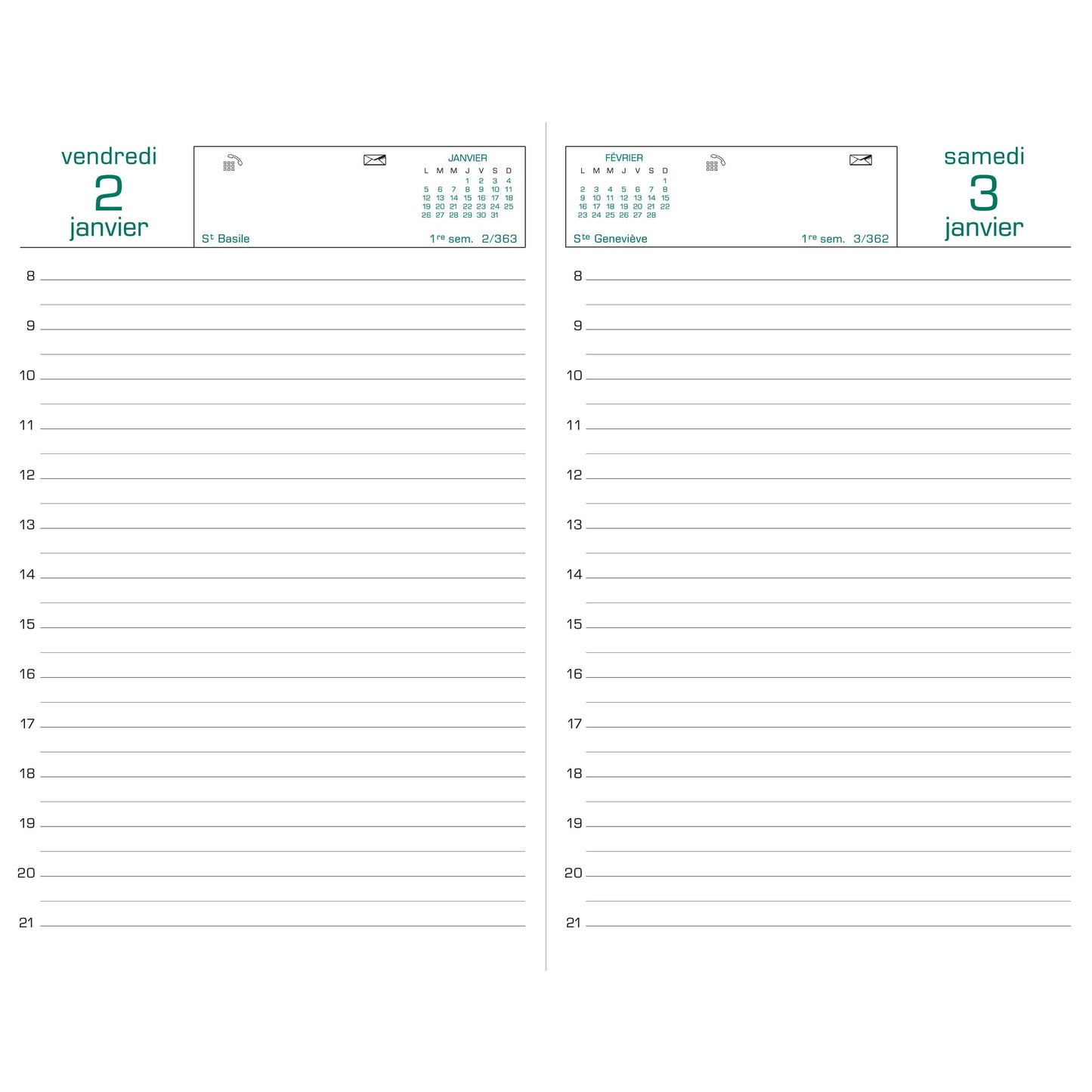 EXA Agenda Bureau Carré Travers Journalier-Agenda-Exacompta-Papeterie du Dôme
