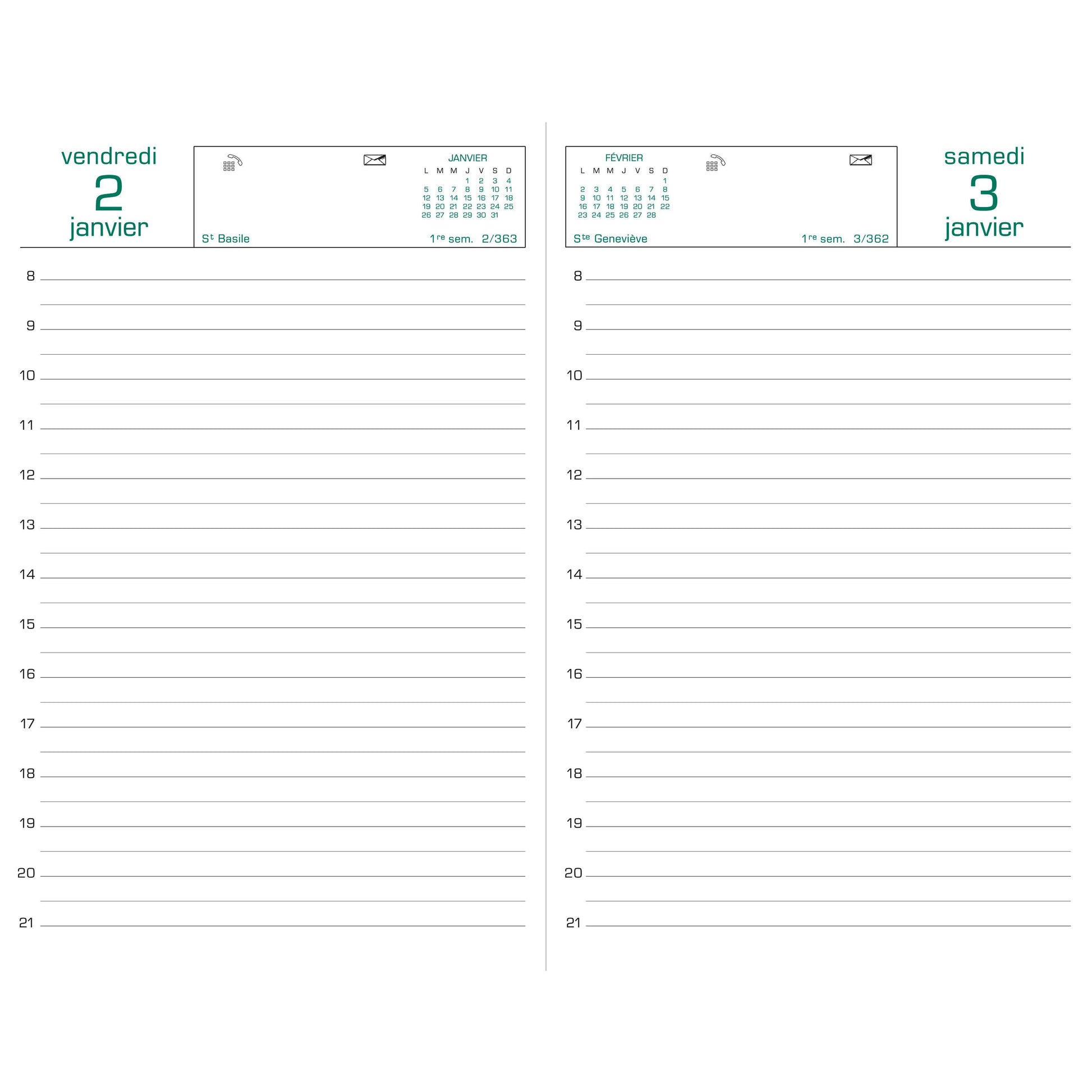 EXA Agenda Bureau Carré Travers Journalier-Agenda-Exacompta-Papeterie du Dôme