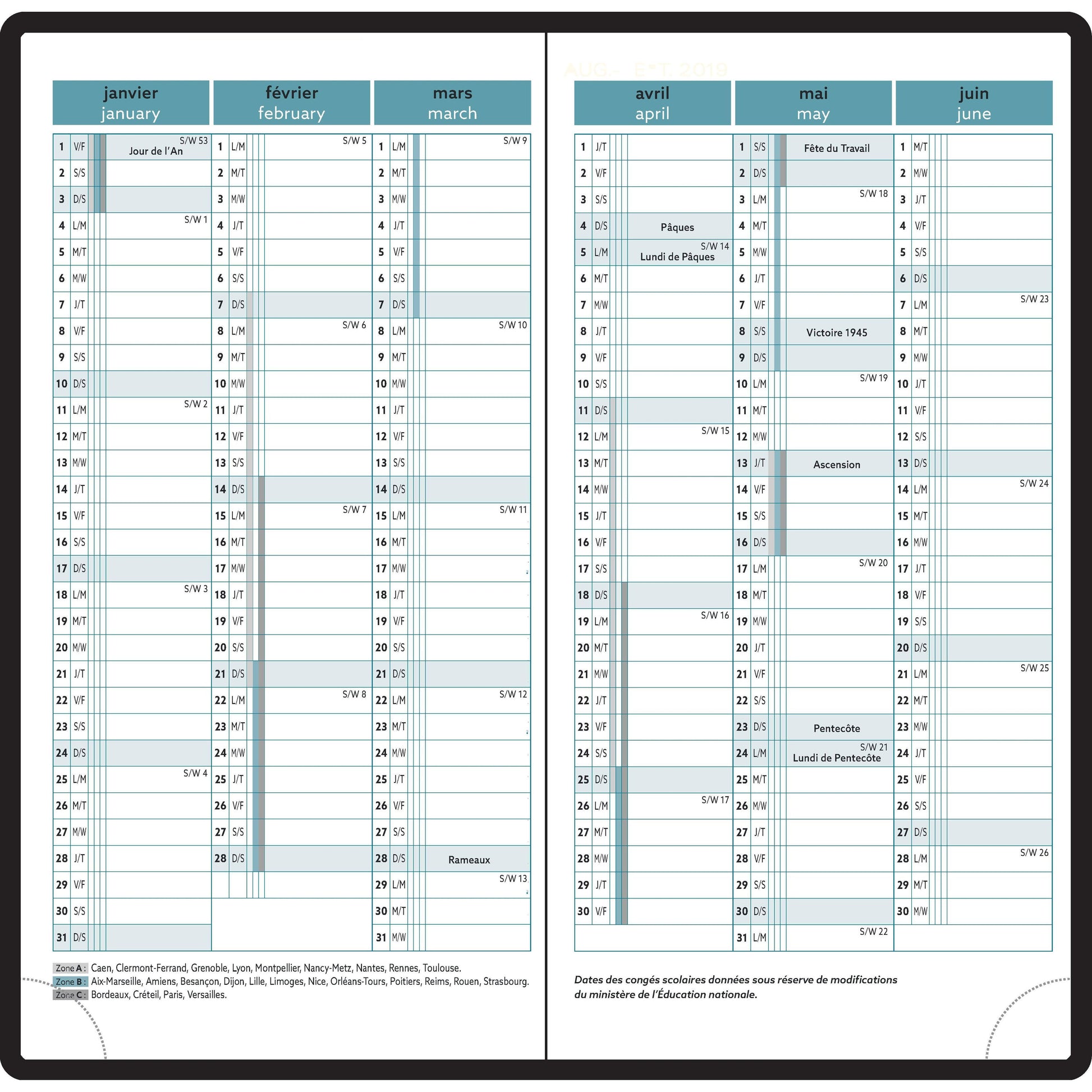 EXA Agenda Easytime 17 Trolez Semainier-Agenda-Exacompta-2024-Oiseaux-Papeterie du Dôme