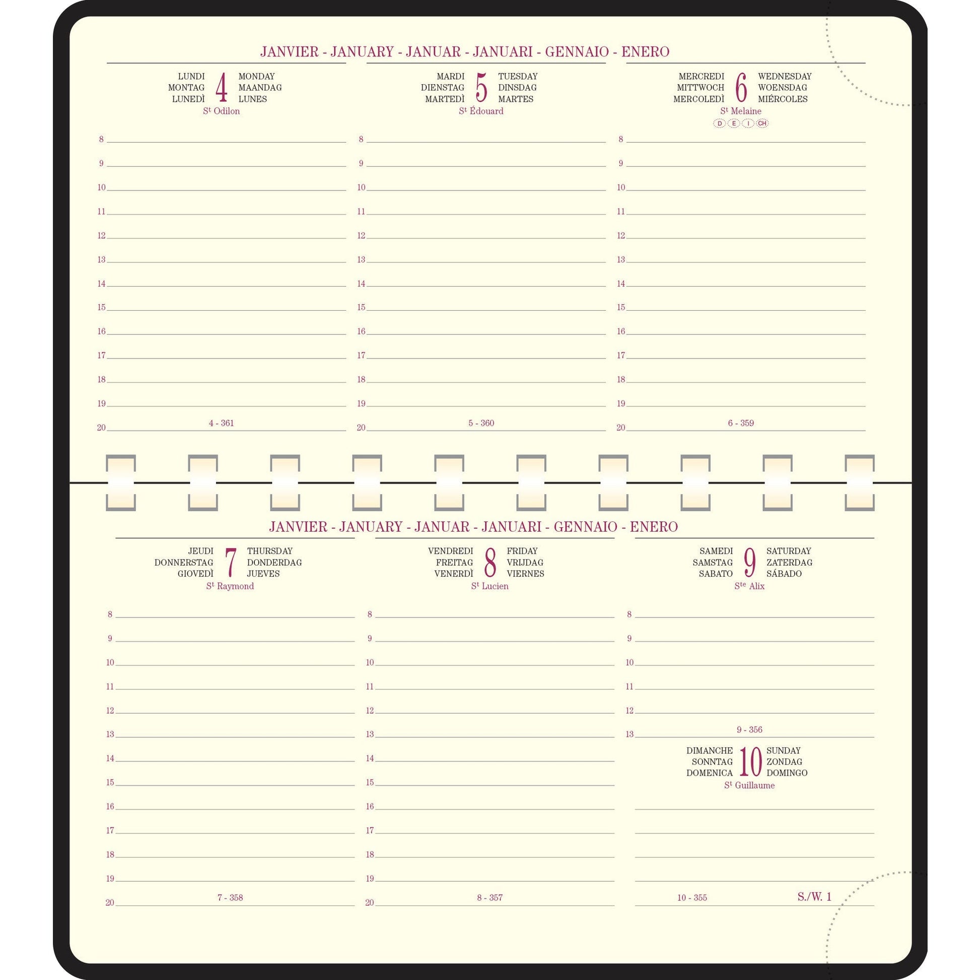 EXA Agenda Recharge Temporel 16 S Semainier-Recharge Agenda-Exacompta-Papeterie du Dôme