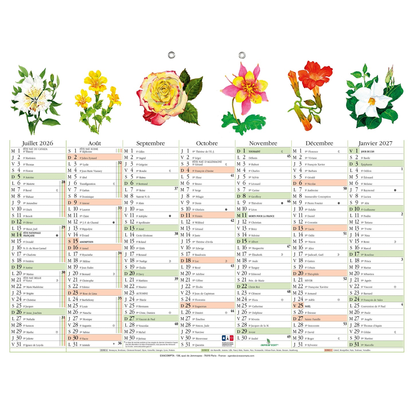 EXA Calendrier Illustré 43x33-Calendrier-Exacompta-Papeterie du Dôme