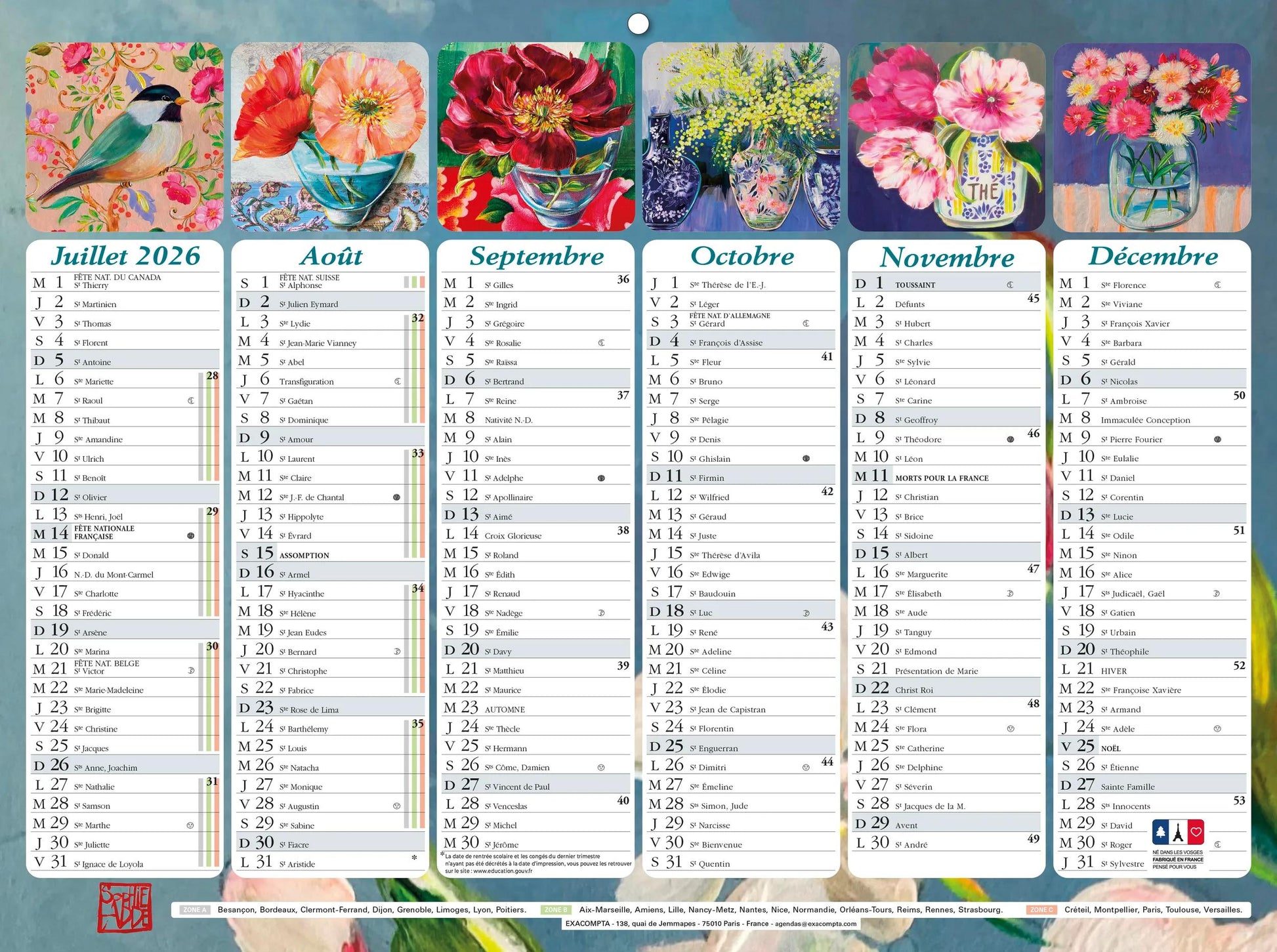 EXA Calendrier Illustré Sophie Adde 29x22-Calendrier-Exacompta-Papeterie du Dôme