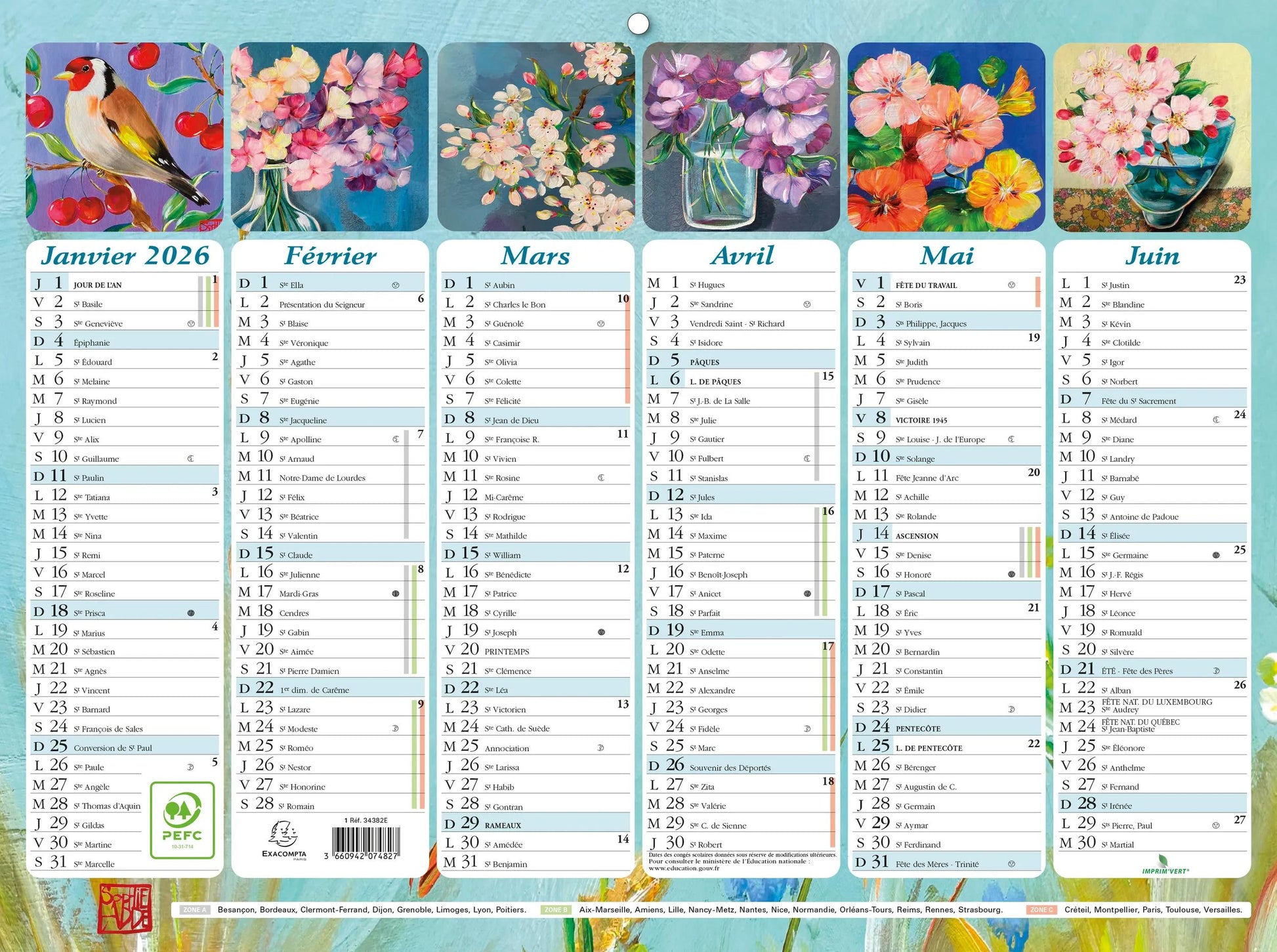 EXA Calendrier Illustré Sophie Adde 29x22-Calendrier-Exacompta-Papeterie du Dôme