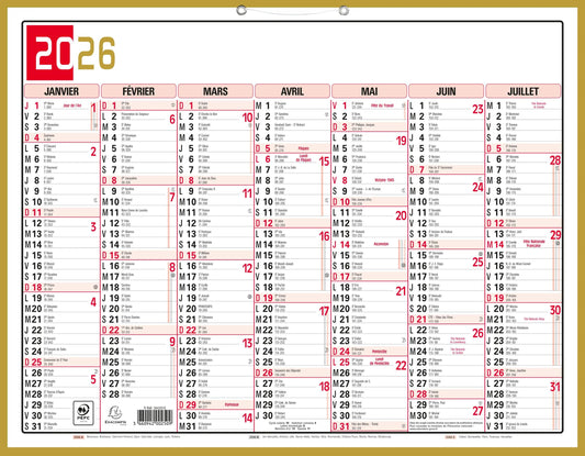 EXA Calendrier Mémento Tricolore 43x33-Calendrier-Exacompta-Papeterie du Dôme