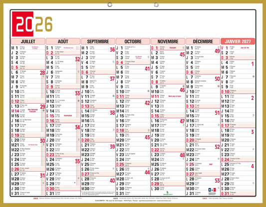 EXA Calendrier Mémento Tricolore 43x33-Calendrier-Exacompta-Papeterie du Dôme