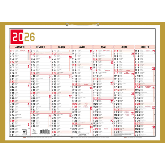 EXA Calendrier Mémento Tricolore 55x44-Calendrier-Exacompta-Papeterie du Dôme