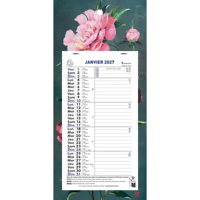 EXA Calendrier Mensuel Fleurs Feuillets Détachables 19x41-Calendrier-Exacompta-Papeterie du Dôme