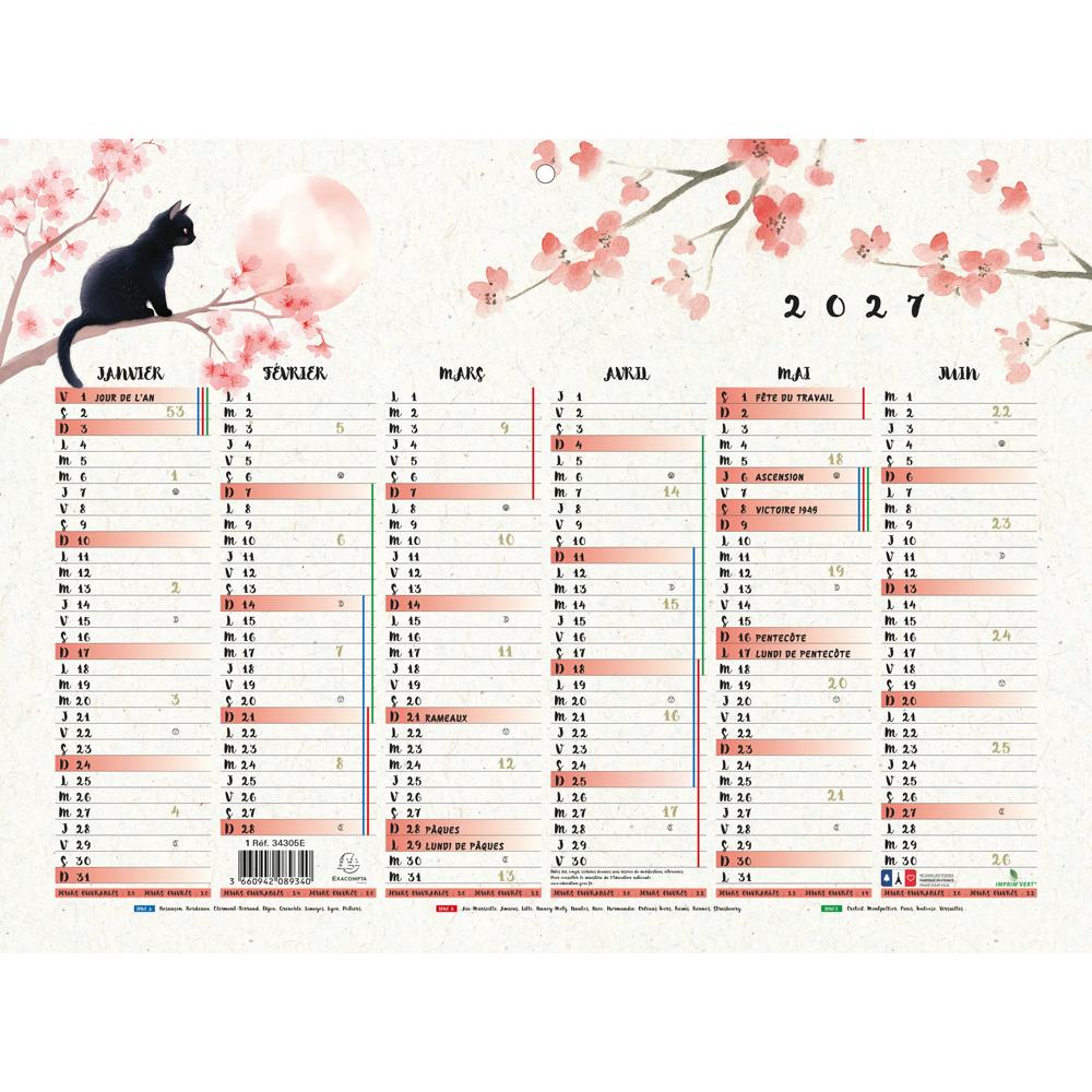 EXA Calendrier Sapporo Carpes Koï 29,5x22-Calendrier-Exacompta-Papeterie du Dôme