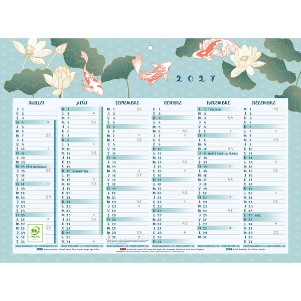 EXA Calendrier Sapporo Carpes Koï 29,5x22-Calendrier-Exacompta-Papeterie du Dôme