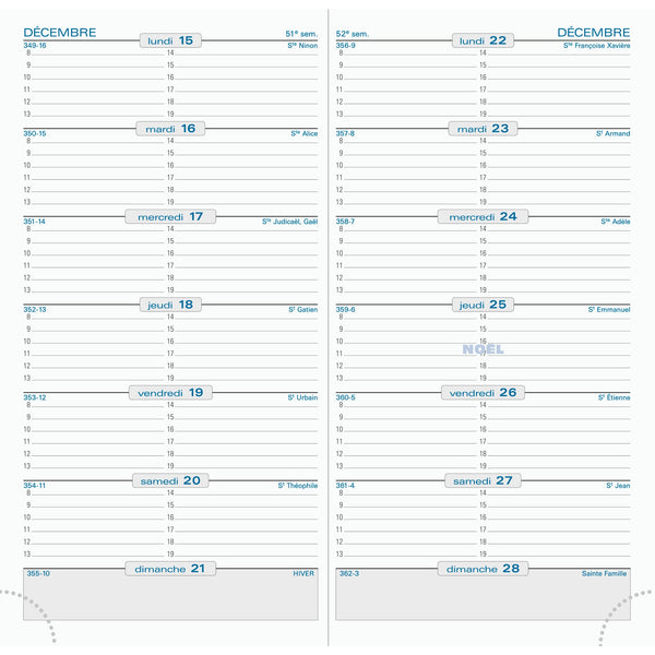 EXA Recharge Agenda SL 17 Semainier-Recharge Agenda-Exacompta-Papeterie du Dôme