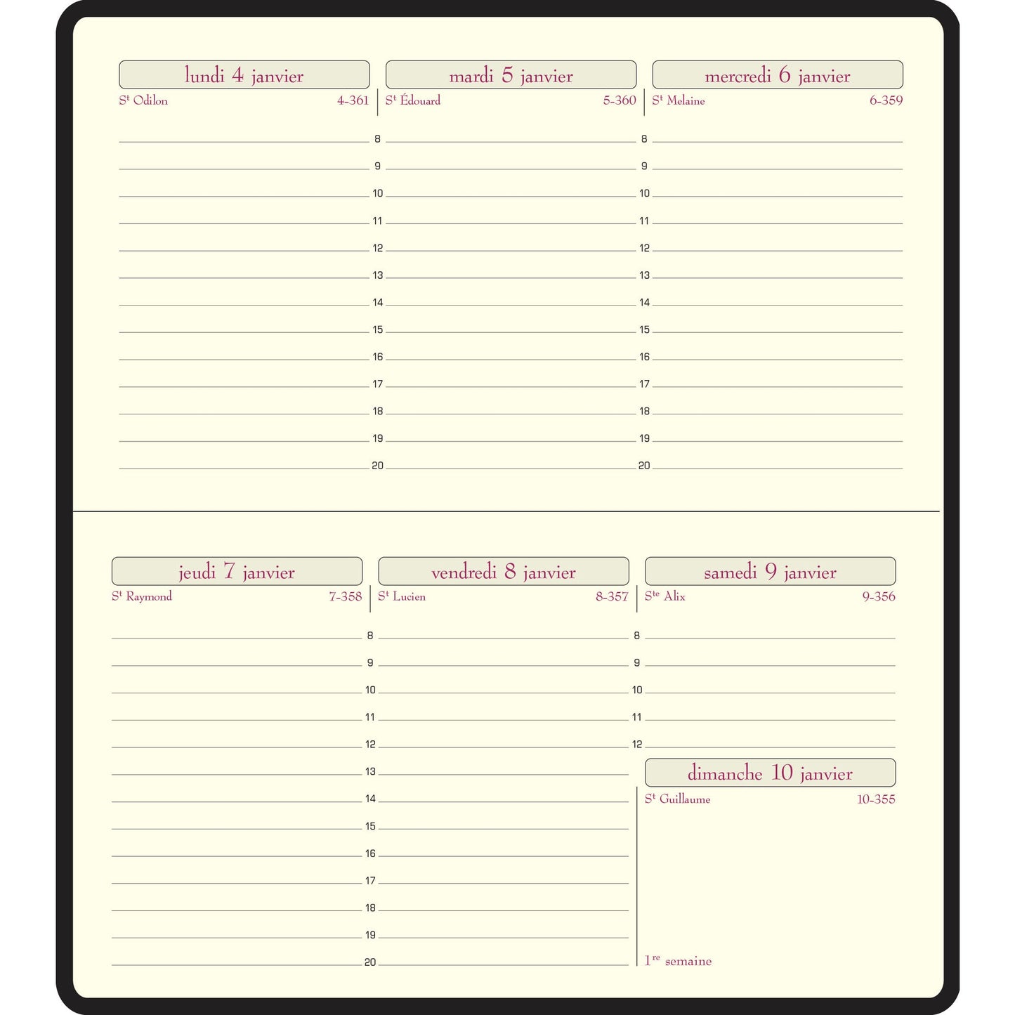 EXA Recharge Agenda Temporel 16 Semainier-Recharge Agenda-Exacompta-Papeterie du Dôme