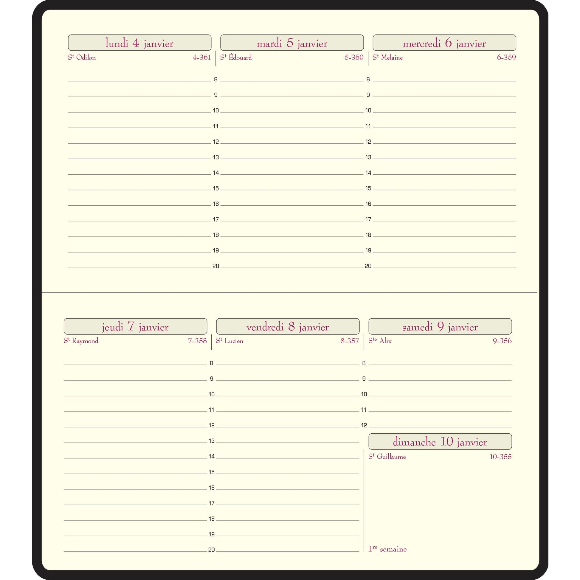 EXA Recharge Agenda Temporel 16 Semainier-Recharge Agenda-Exacompta-Papeterie du Dôme