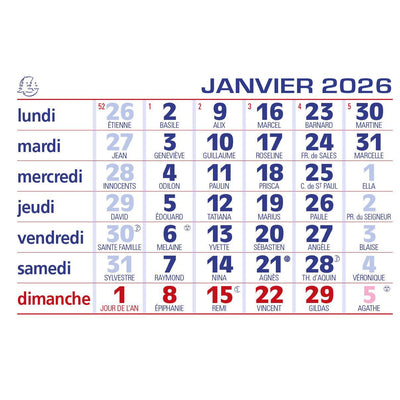 EXA Recharge Calendrier Bloc Seul pour Chevalet-Recharge Agenda-Exacompta-Papeterie du Dôme